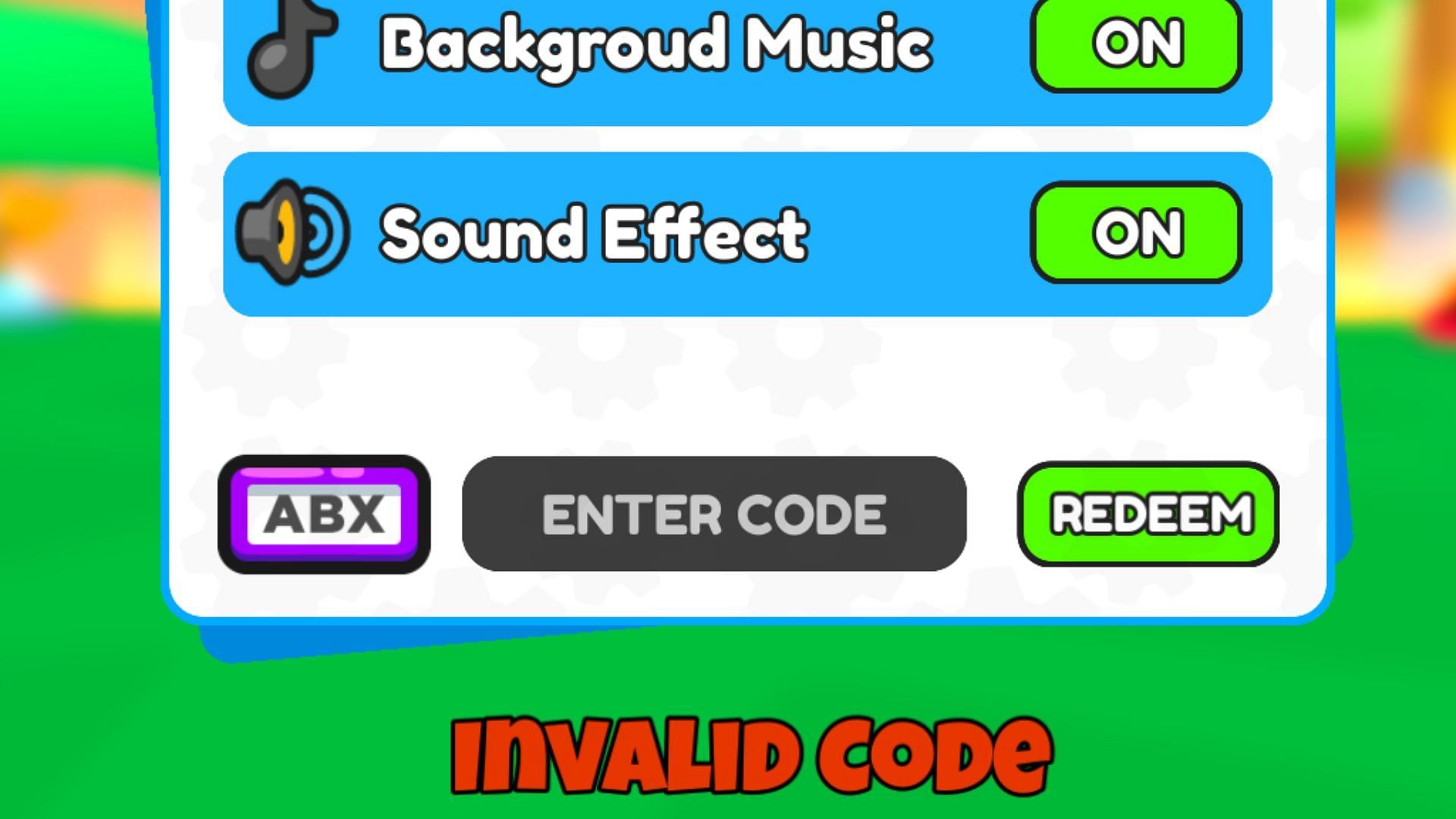 The "Invalid Code" error in Capybara Run (Image via Roblox)